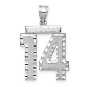 14k White Gold, Varsity Collection, Large D/C Pendant, Number 14